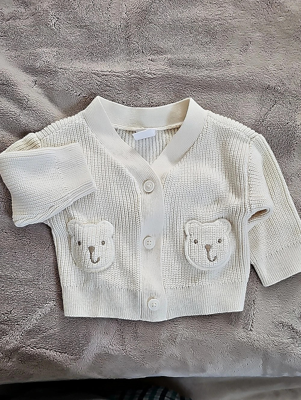 Gap Baby Bear Pocket Cardigan Sweater in White
